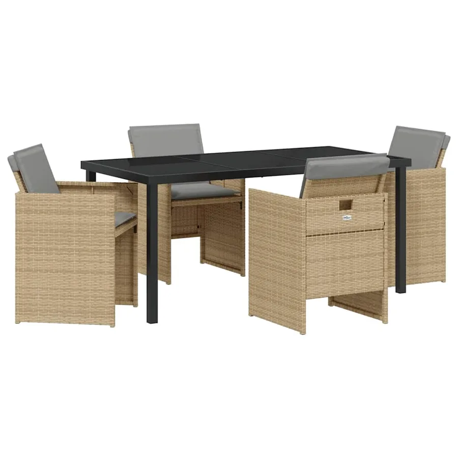 Ensemble de salle à manger pour jardin 5 pcs Beige polyrotin - 2