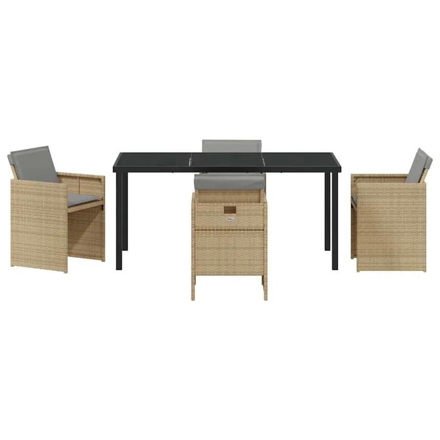 Ensemble de salle à manger pour jardin 5 pcs Beige polyrotin - 7