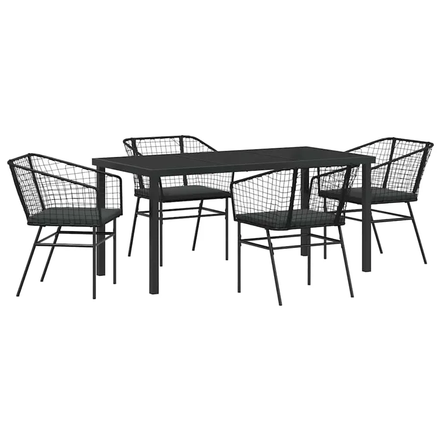 Ensemble de salle à manger pour jardin 5 pcs Noir polyrotin - 2