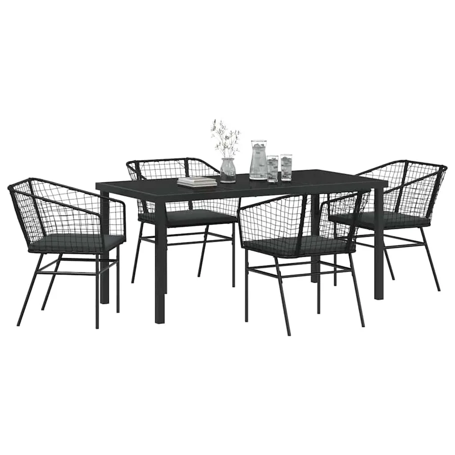 Ensemble de salle à manger pour jardin 5 pcs Noir polyrotin - 3