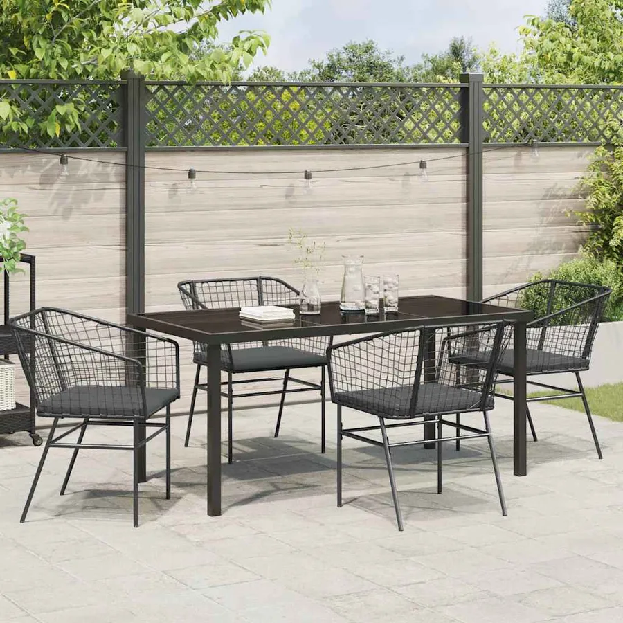 Ensemble de salle à manger pour jardin 5 pcs Noir polyrotin - 4