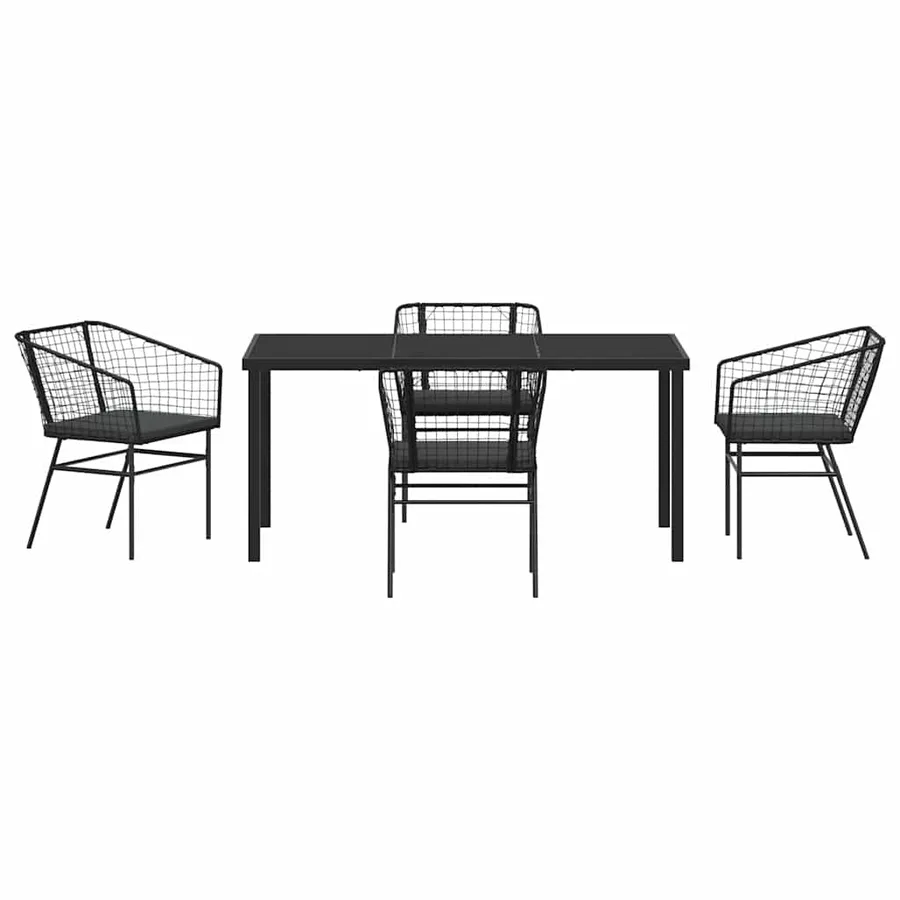 Ensemble de salle à manger pour jardin 5 pcs Noir polyrotin - 7