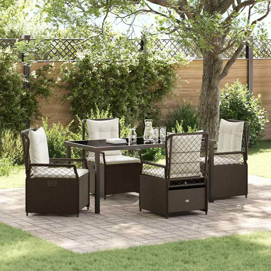 Ensemble de salle à manger pour jardin 5 pcs Marron polyrotin