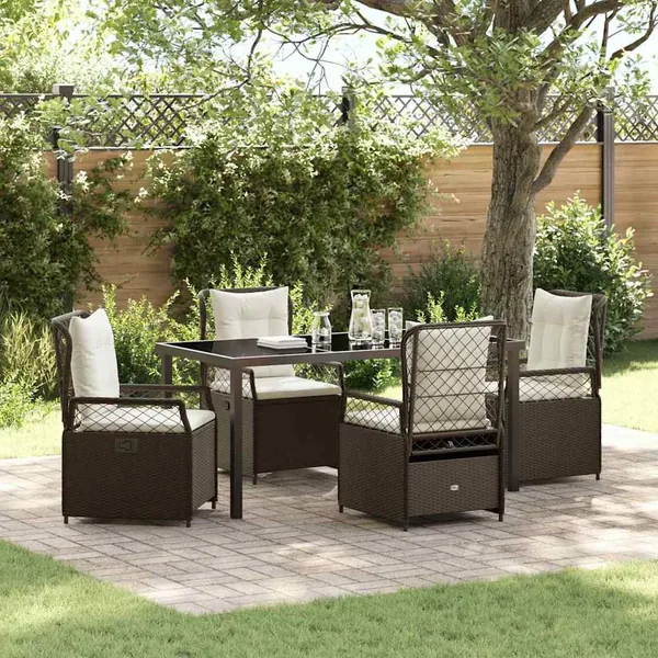 Ensemble de salle à manger pour jardin 5 pcs Marron polyrotin