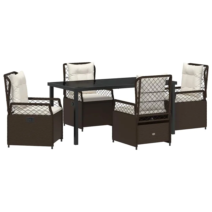 Ensemble de salle à manger pour jardin 5 pcs Marron polyrotin - 2