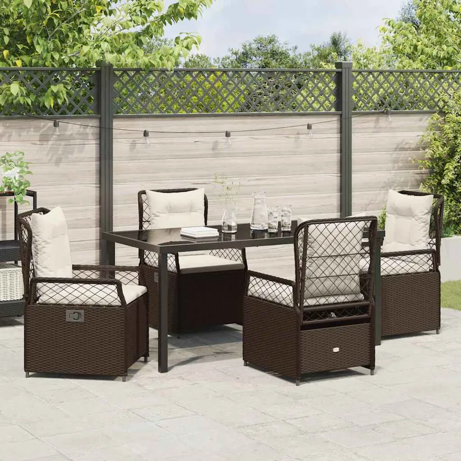 Ensemble de salle à manger pour jardin 5 pcs Marron polyrotin - 4