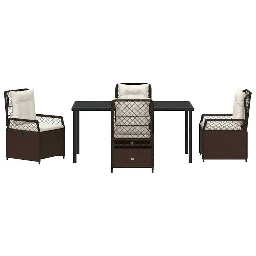 Ensemble de salle à manger pour jardin 5 pcs Marron polyrotin - 7