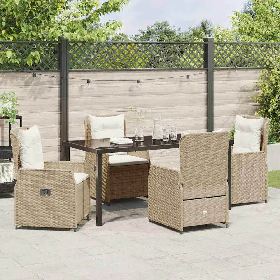 Ensemble de salle à manger pour jardin 5 pcs polyrotin - 4