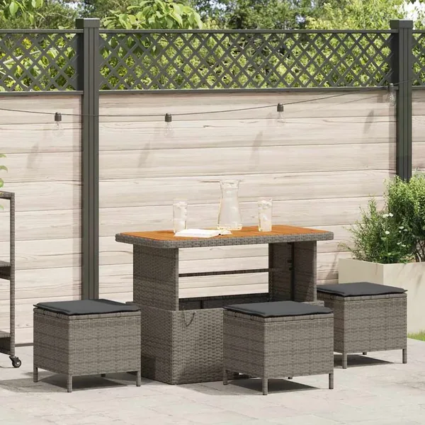 Ensemble de salle à manger pour jardin Gris polyrotin