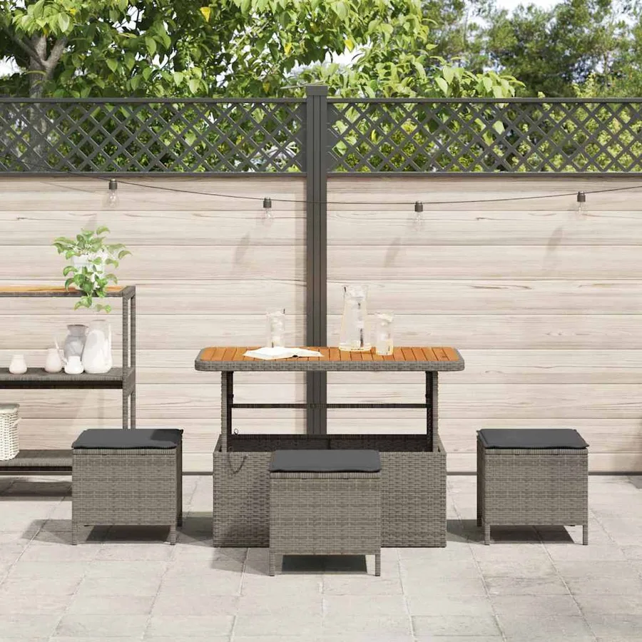 Ensemble de salle à manger pour jardin Gris polyrotin - 4