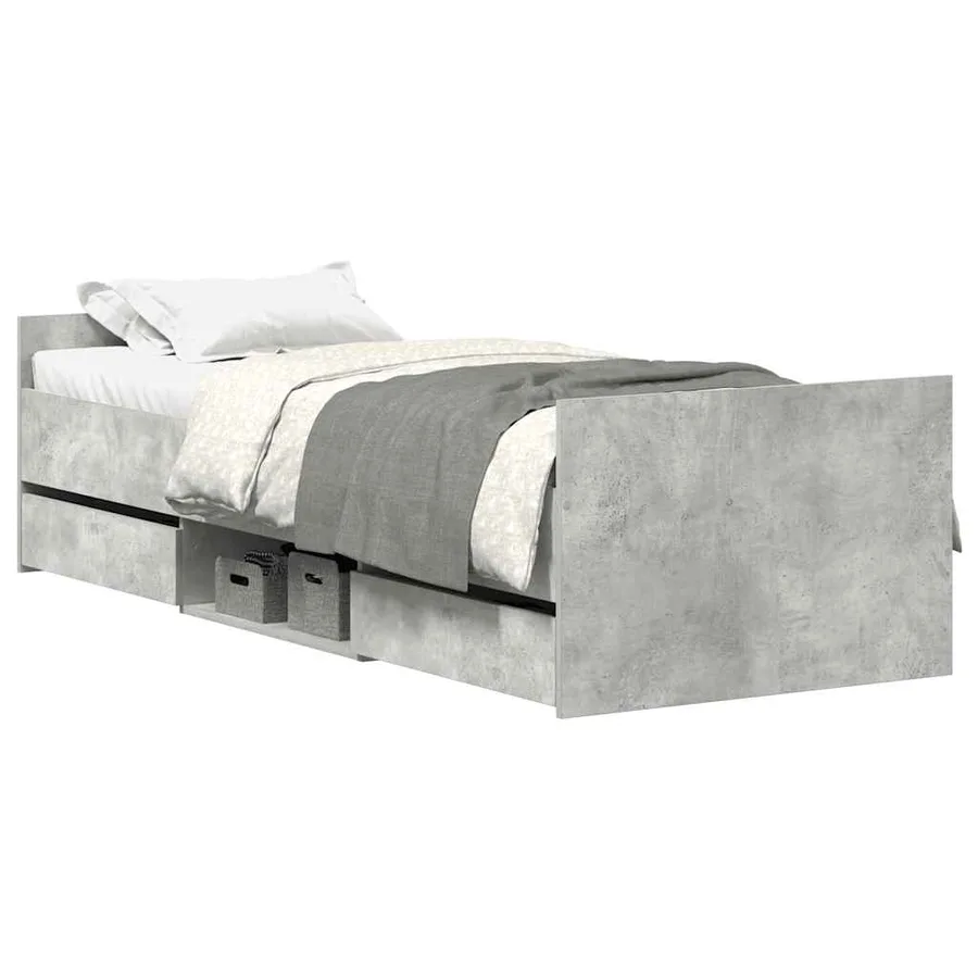 Cadre de lit sans matelas gris béton 100x200 cm - 2