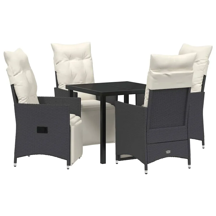 Ensemble de salle à manger pour jardin 5 pcs Noir polyrotin - 2