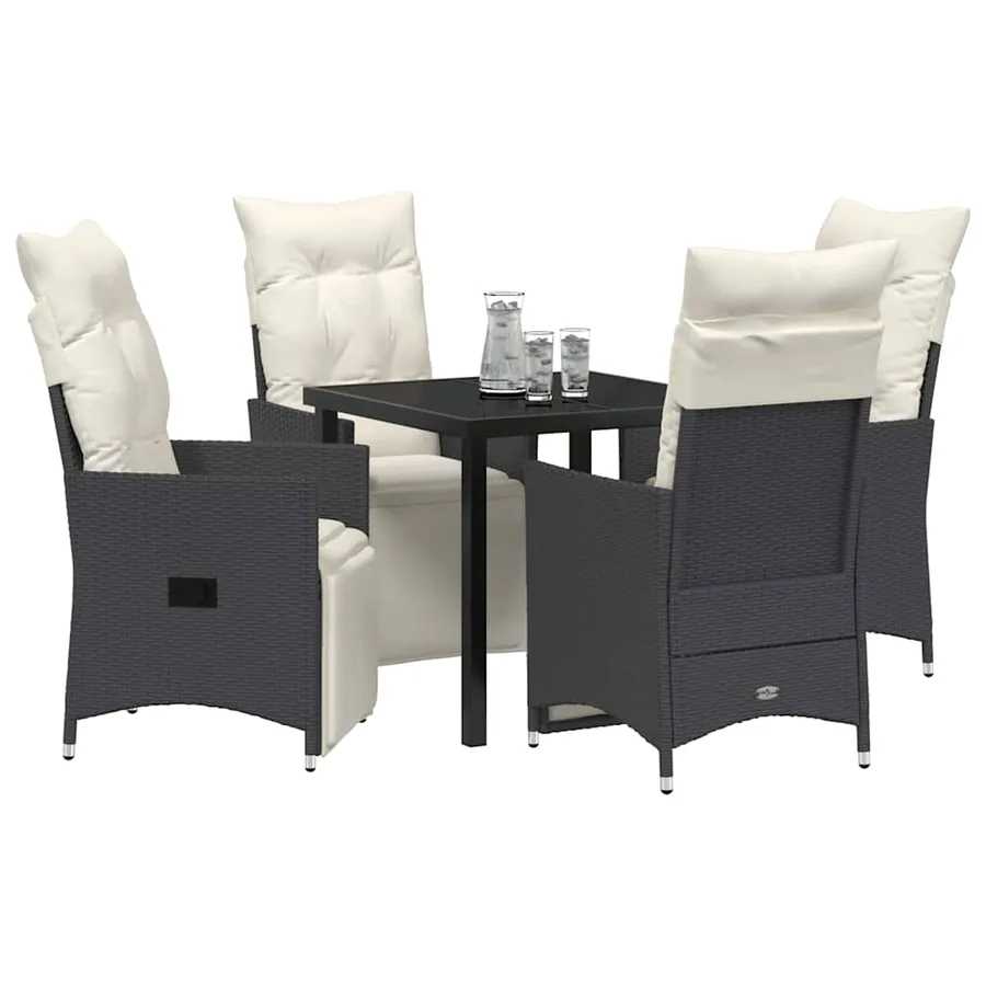 Ensemble de salle à manger pour jardin 5 pcs Noir polyrotin - 3