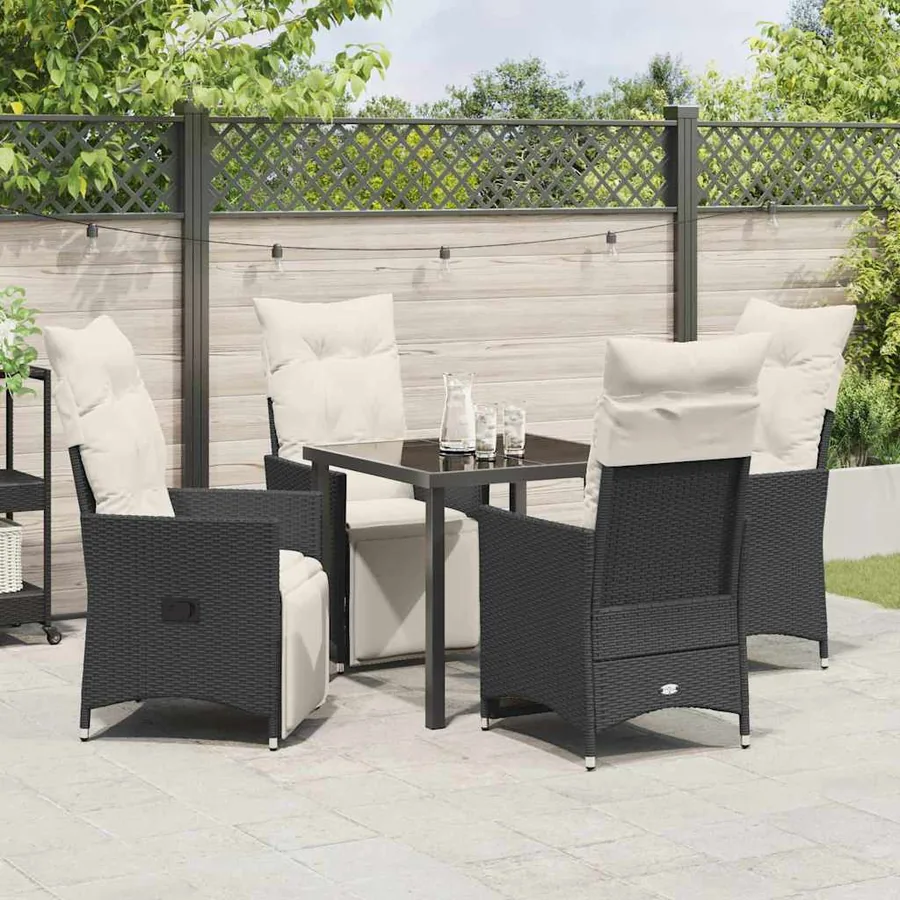 Ensemble de salle à manger pour jardin 5 pcs Noir polyrotin - 4