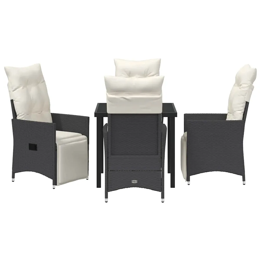 Ensemble de salle à manger pour jardin 5 pcs Noir polyrotin - 7