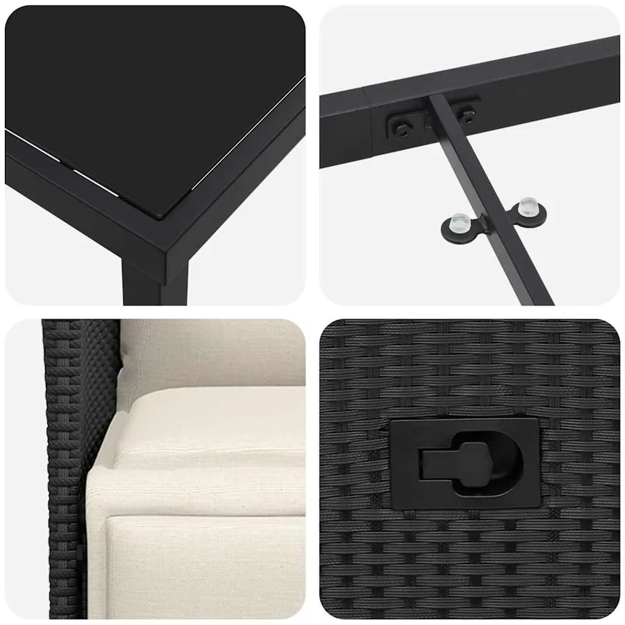 Ensemble de salle à manger pour jardin 5 pcs Noir polyrotin - 9