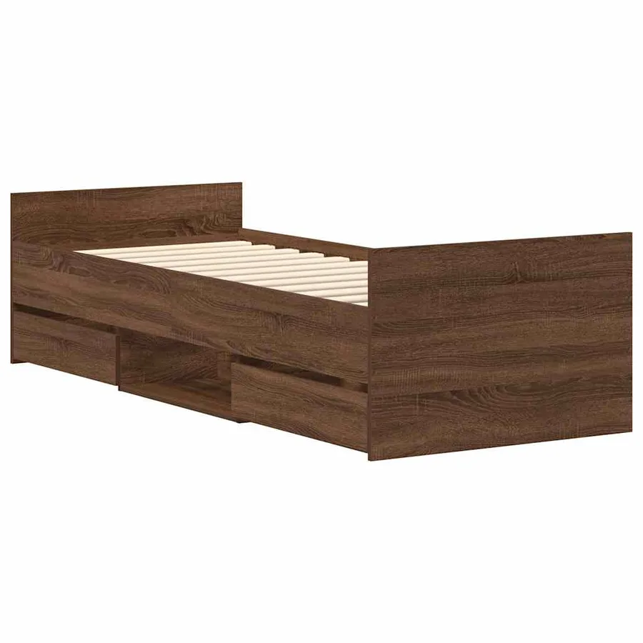 Cadre de lit sans matelas chêne marron 100x200 cm - 8