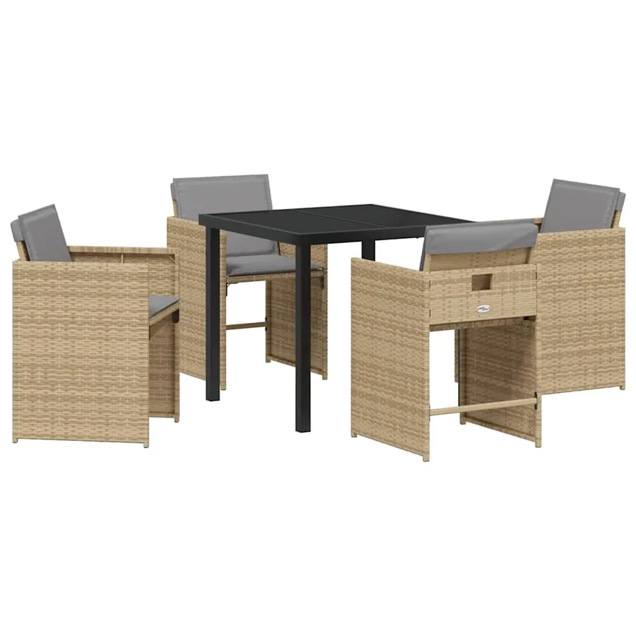 Ensemble de salle à manger pour jardin 5 pcs Beige polyrotin - 2