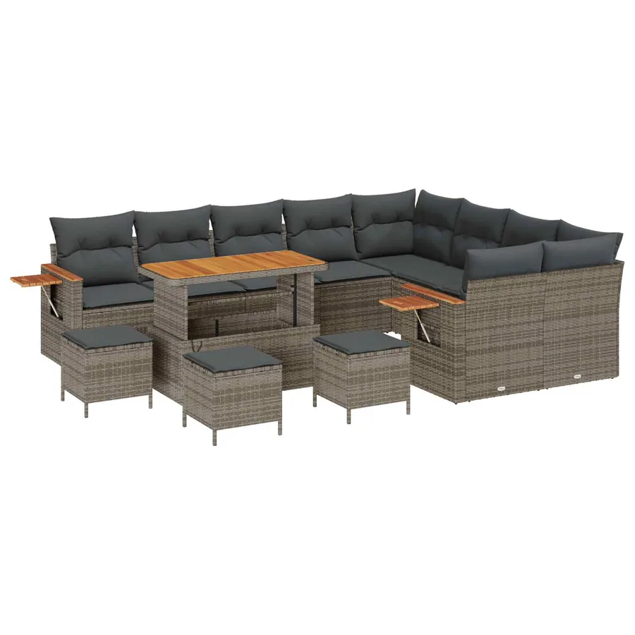 Ensemble de canapé de jardin 13 pcs Gris polyrotin - 2