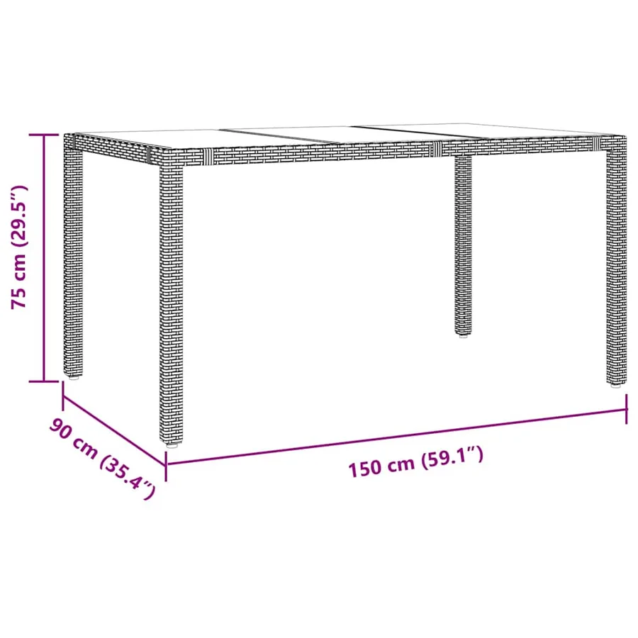 Ensemble de salle à manger pour jardin 7 pcs Beige polyrotin - 11