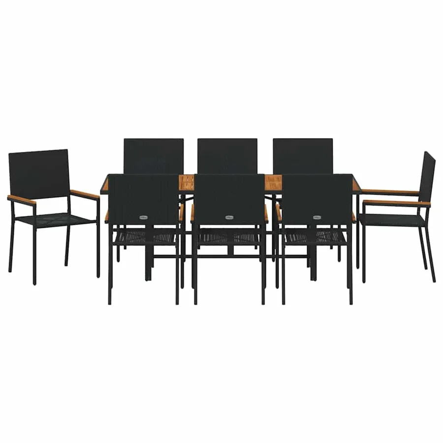 Ensemble de salle à manger pour jardin 9 pcs Noir polyrotin - 7