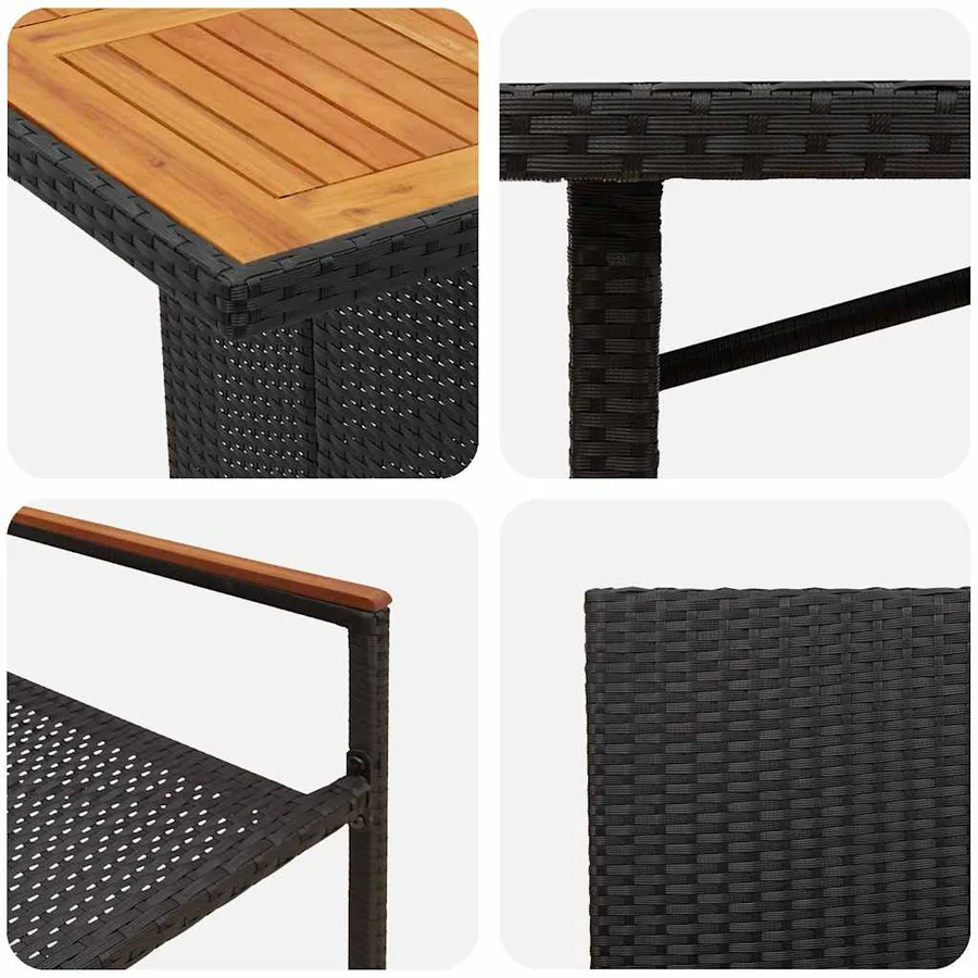 Ensemble de salle à manger pour jardin 9 pcs Noir polyrotin - 9