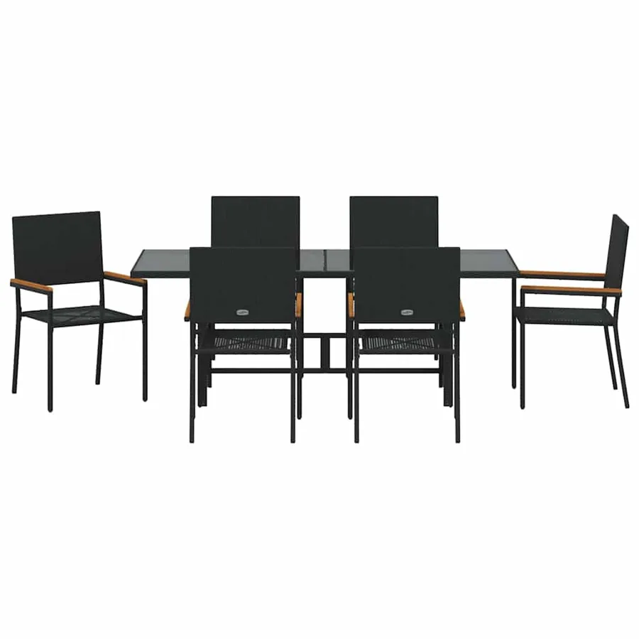 Ensemble de salle à manger pour jardin 7 pcs Noir polyrotin - 7
