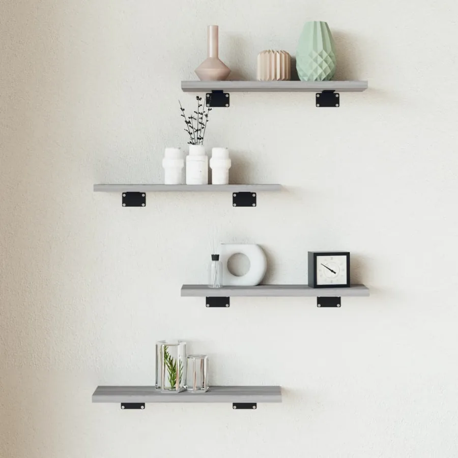 Étagères murales 4 pcs sonoma gris 40x10x1,5 cm bois ingénierie