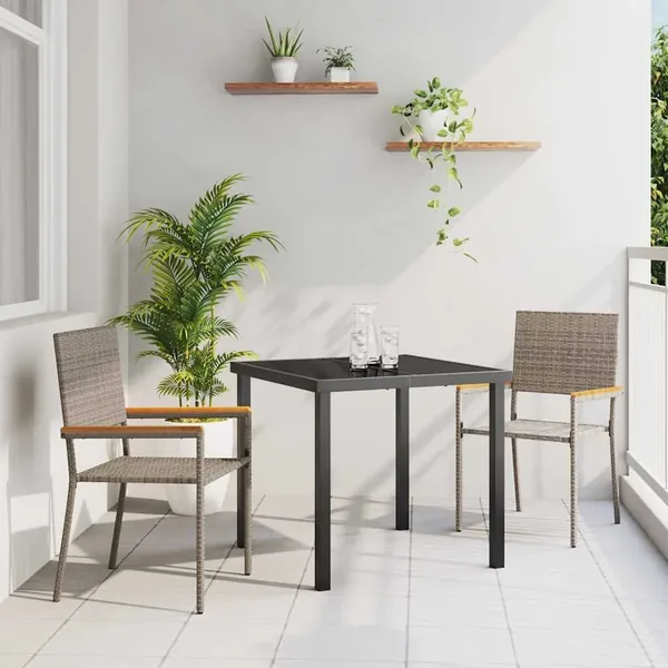 Chaises empilables de jardin 2 pcs Gris et marron