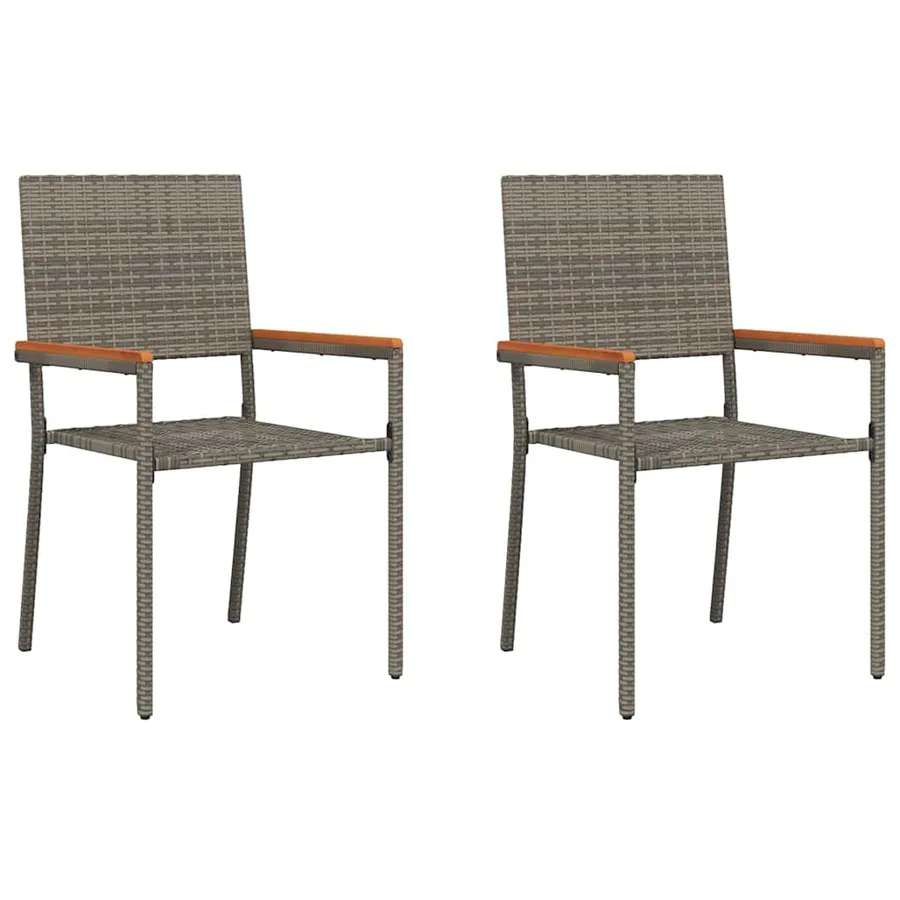 Chaises empilables de jardin 2 pcs Gris et marron - 2