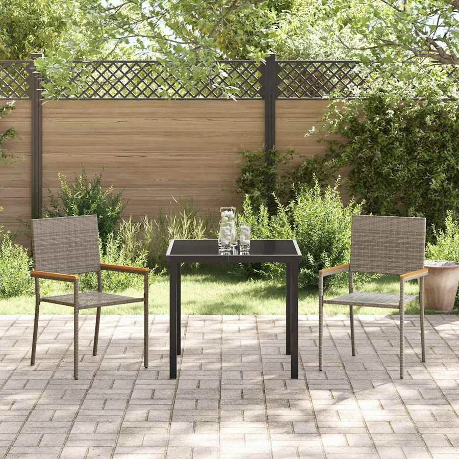 Chaises empilables de jardin 2 pcs Gris et marron - 3