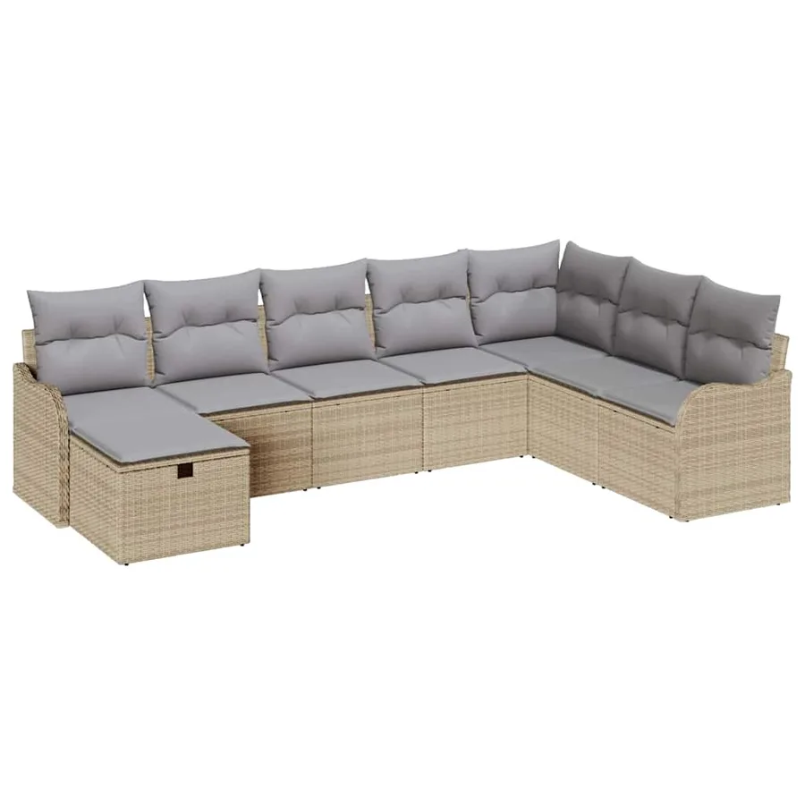 Ensemble de canapé de jardin 8 pcs Beige Poly rotin - 2