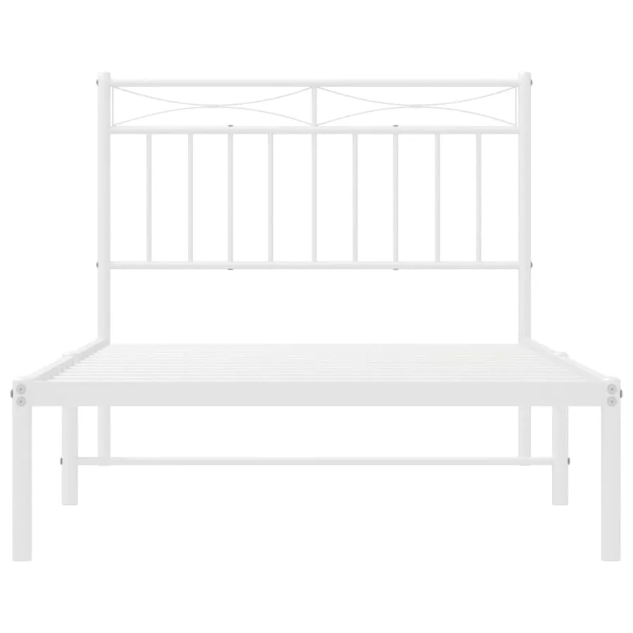 Cadre de lit métal sans matelas et tête de lit blanc 100x190 cm - 6