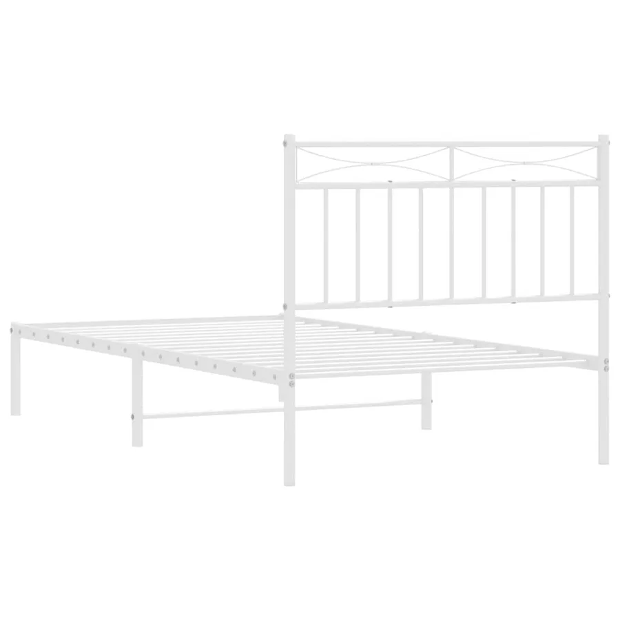 Cadre de lit métal sans matelas et tête de lit blanc 100x190 cm - 8