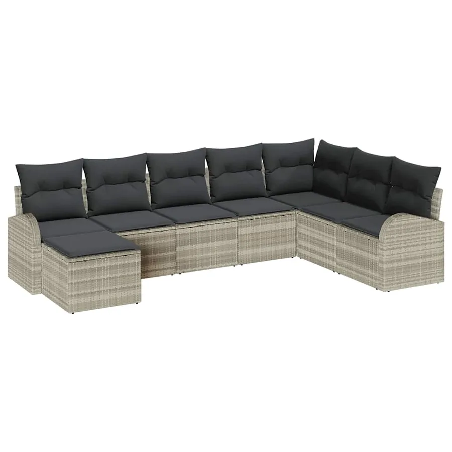 Ensemble de canapé de jardin 8 pcs Gris clair Poly rotin - 2