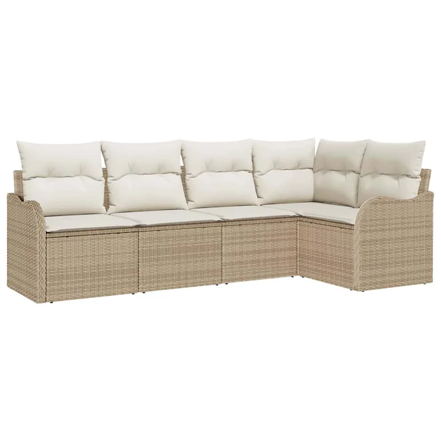 Ensemble de canapé de jardin 5 pcs Beige polyrotin - 2