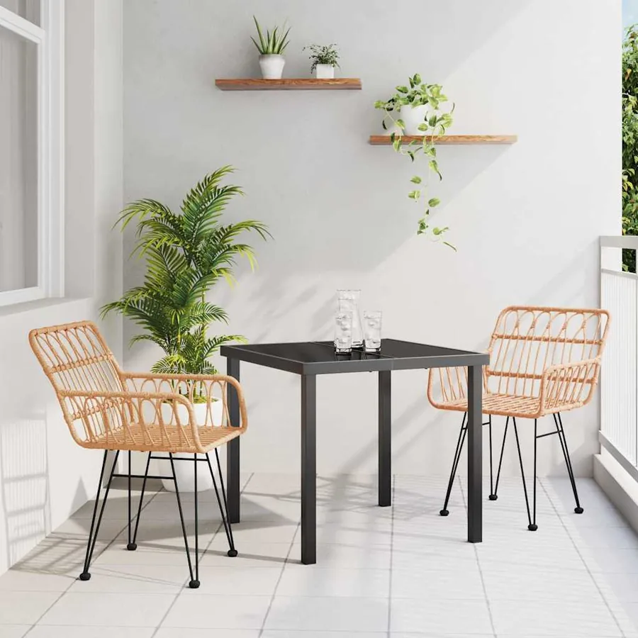 Ensemble de salle à manger pour jardin 3 pcs Marron