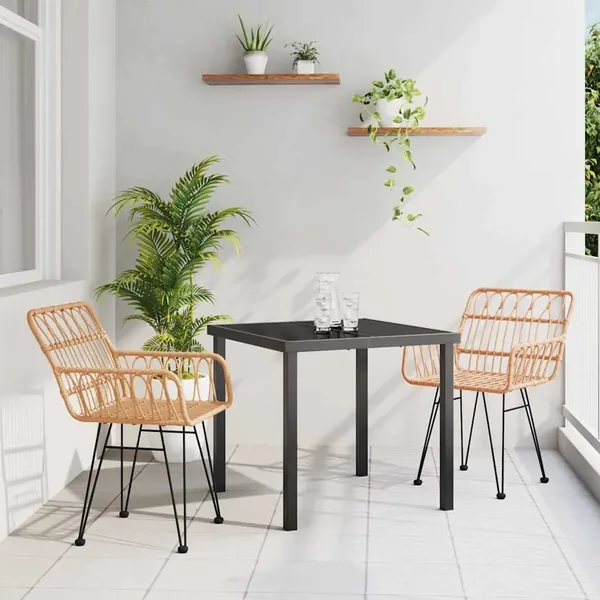 Ensemble de salle à manger pour jardin 3 pcs Marron