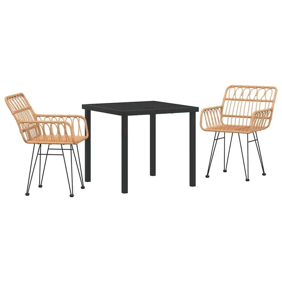Ensemble de salle à manger pour jardin 3 pcs Marron - 2