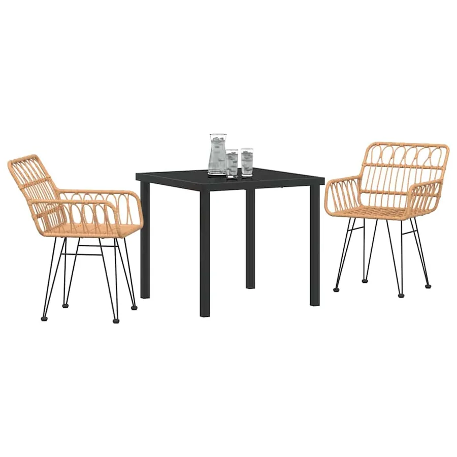 Ensemble de salle à manger pour jardin 3 pcs Marron - 3