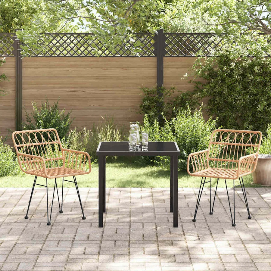 Ensemble de salle à manger pour jardin 3 pcs Marron - 4