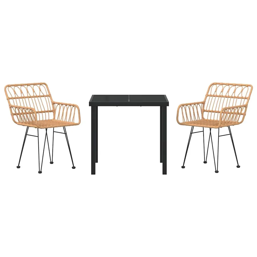 Ensemble de salle à manger pour jardin 3 pcs Marron - 7