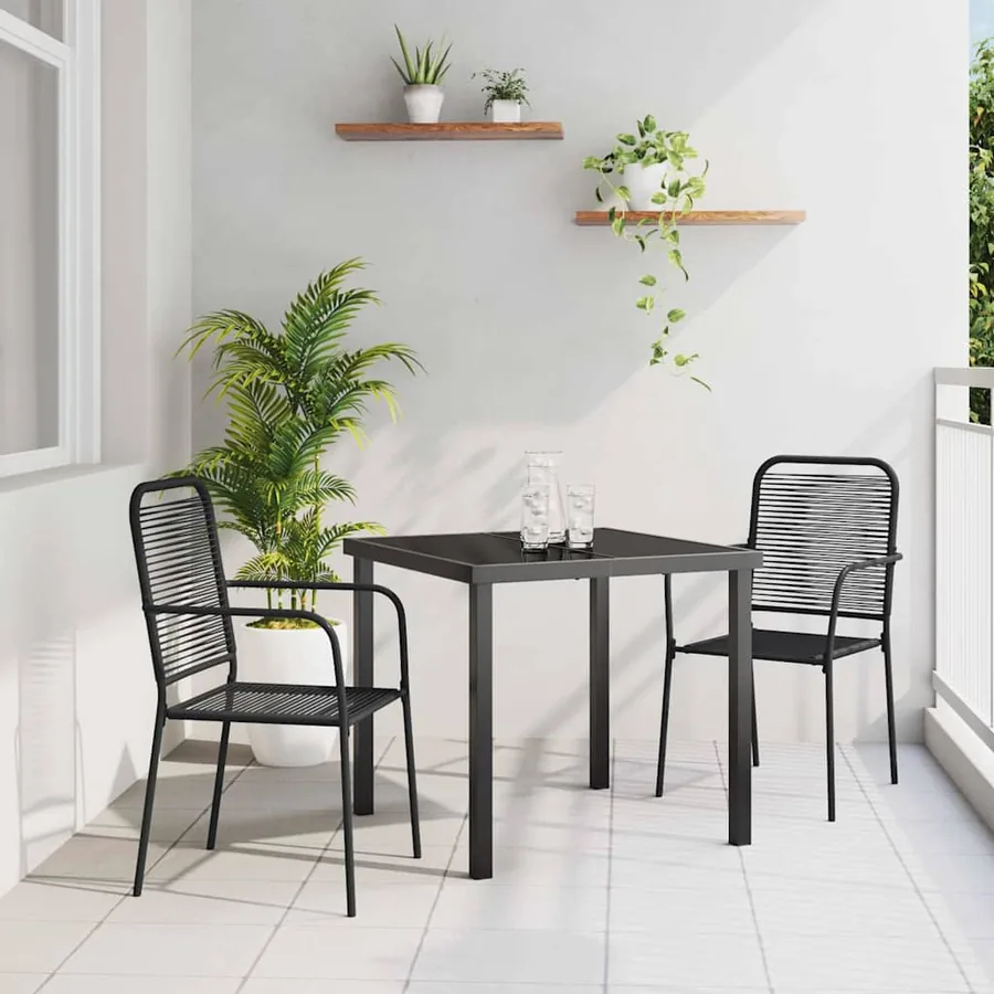 Ensemble de salle à manger pour jardin 3 pcs Noir