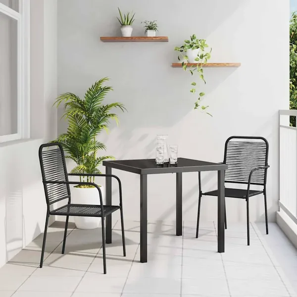 Ensemble de salle à manger pour jardin 3 pcs Noir