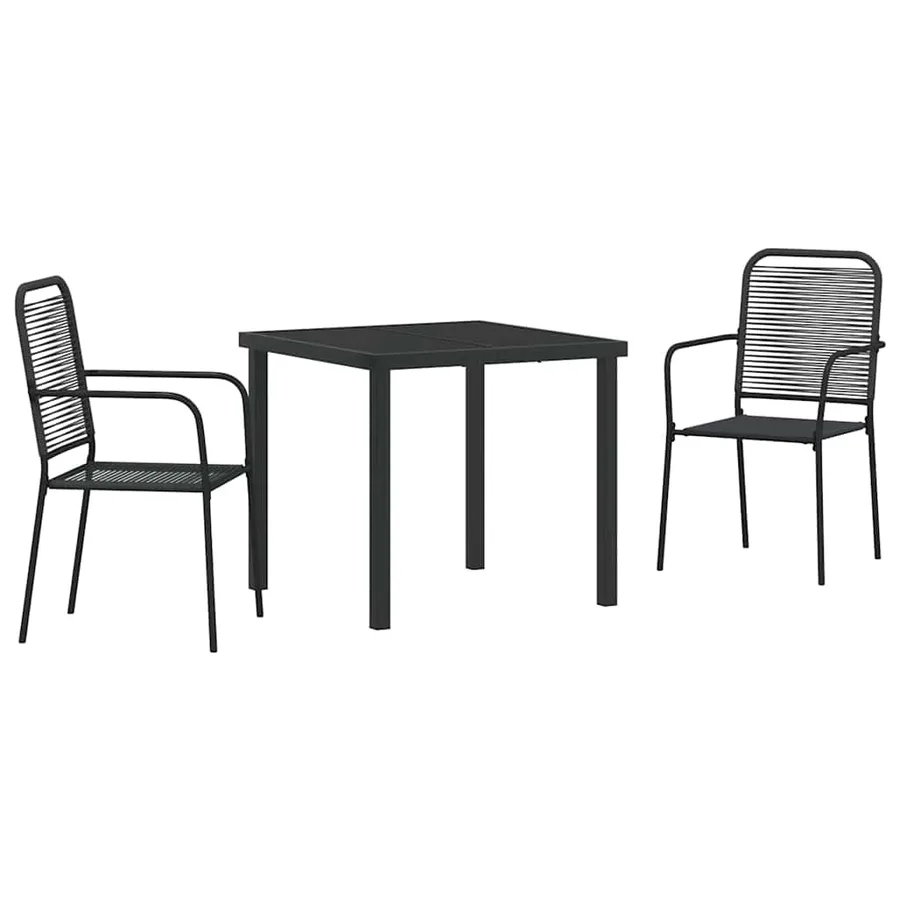Ensemble de salle à manger pour jardin 3 pcs Noir - 2