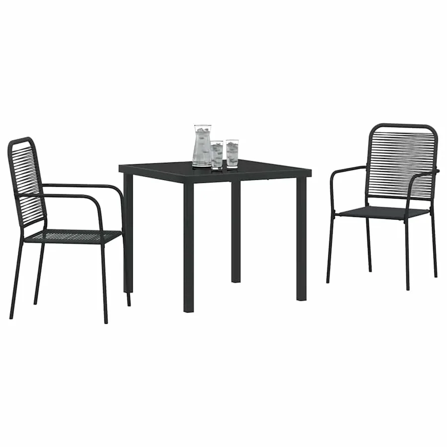 Ensemble de salle à manger pour jardin 3 pcs Noir - 3