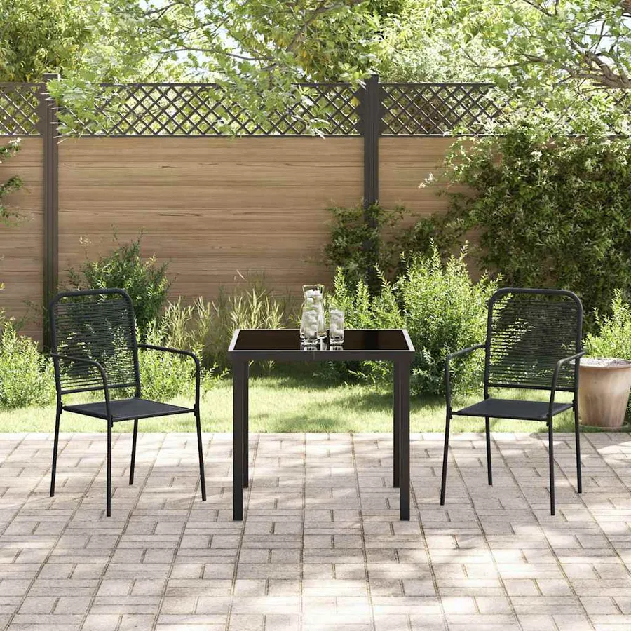 Ensemble de salle à manger pour jardin 3 pcs Noir - 4