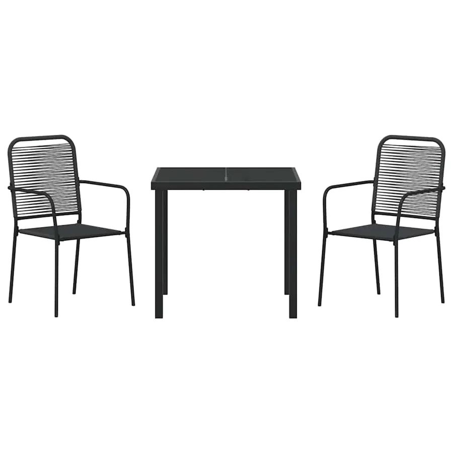 Ensemble de salle à manger pour jardin 3 pcs Noir - 7