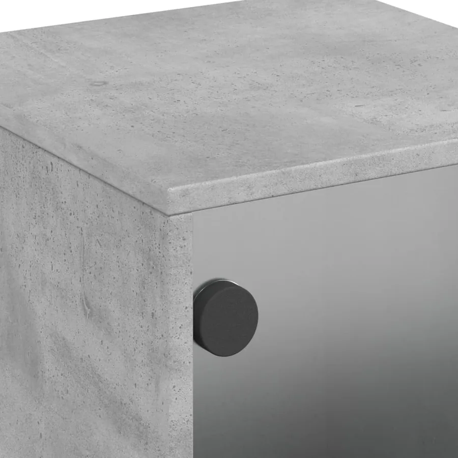 Tables de chevet et portes vitrées 2 pcs gris béton 35x37x50 cm - 10