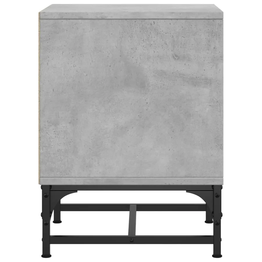 Tables de chevet et portes vitrées 2 pcs gris béton 35x37x50 cm - 8
